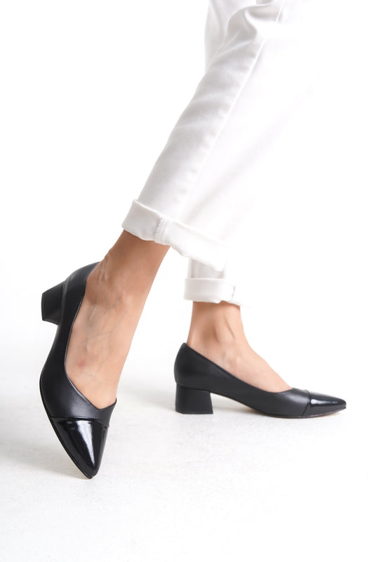 Hakiki Deri Kadın Kalın Topuklu Ayakkabı | OBEN AYAKKABI